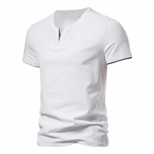 Camisetas de Cuello en V Ajustadas para Hombre, Nueva Colección 2024, Camisetas de Verano de Color Sólido para Hombre, Camisetas de Algodón Lisas para Hombre, Tallas Grandes - Product Image 2