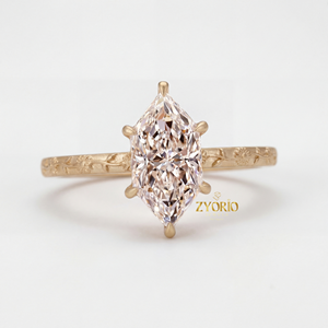 Bague en or jaune avec diamant de laboratoire marquise tournesol gaufré de qualité supérieure pour fiançailles, mariage, fête ou jour spécial - Product Image 4