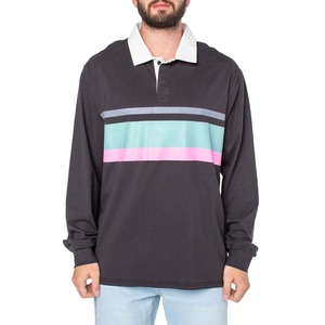 Camiseta de punto de manga corta para hombre con bloques de color, cuello redondo, ajuste regular, estilo casual, ribete en contraste, granate, azul marino, gris, transpirable, 100% - Product Image 4