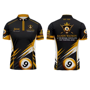Maillot de snooker pour homme, personnalisé, en tricot solide 100% polyester, sublimation, manches courtes, fermeture éclair, respirant, séchage rapide, formel - Product Image 6