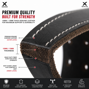 Ceinture de musculation en cuir véritable X Custom 10mm 13mm, ceinture de levage pour la gym avec boucle à double ardillon, support OEM ODM - Product Image 4