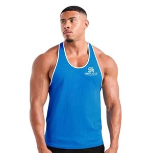 <b>Mens</b> Blue Racerback Tank Top Gym Workout <b>Vest</b> Athletic Fitness Training Bodybuilding Sportswear Sleeveless <b>Running</b> Activewear - Product Image 1