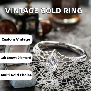 Pear Cut Diamond Engagement <b>Ring</b> Women's Vintage Floral Design <b>925</b> <b>Silver</b> Rhodium Plated - Product Image 3