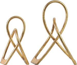 Proveedor mayorista indio Escultura de bucle de aluminio con acabado dorado Hecho a mano Diseño antiguo Escultura de bucle Mesa decorativa - Product Image 3
