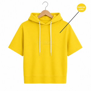 เสื้อสเวตเชิ้ตแขนสั้นมีฮู้ดสีเหลืองของ Cosh International Sorority Sisterhood แบบลำลอง สีพื้น ผ้าฝ้ายถัก - Product Image 5