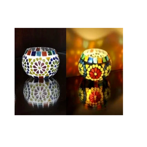 New Arrival Design Mosaic Glass European Style <b>Tealight</b> Candle Holder Romantic Lover Candlestick Home Wedding Dining Table Decor - Product Image 1