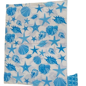 Nautical Ocean Series Square Scarf Geometric Dot Leaf Print Beach <b>Sarong</b> Premium All Seasons Headwrap Blue White Tasseled Silk - Product Image 1