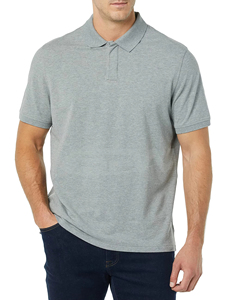 Polo de Algodón Gris de Manga Corta para Hombre, Color Sólido, Informal, Tejido de Punto, Transpirable, Corte Regular - Product Image 4