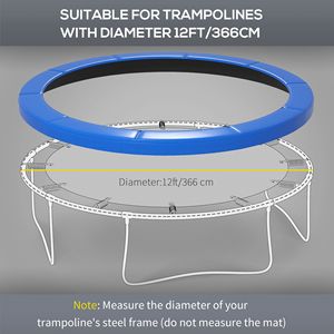 Tapis de sécurité de remplacement pour trampoline, résistant aux intempéries et anti-déchirure, 12 pieds, pour équipement de divertissement extérieur, sans perçage ni poteaux requis - Product Image 3