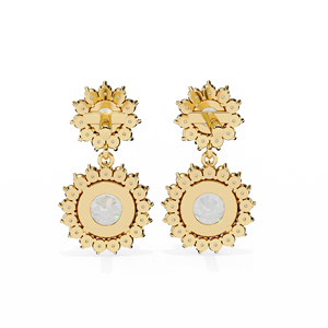 Pendientes Clásicos de Diseñador con Diamantes Cultivados en Laboratorio, Corte Redondo, Oro de 14K, Certificados por IGI, Ideales para Regalo, Fiestas y Aniversarios - Product Image 2