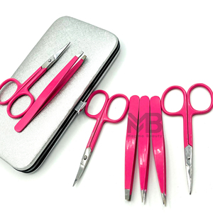 Ensemble de pinces à épiler en acier inoxydable avec pointe fine, couleur rose vif, style moderne durable pour une mise en forme précise - Product Image 4