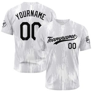 Maillot de baseball personnalisé pour homme, sublimé, dégradé blanc-gris, manches courtes, anti-humidité, coupe classique, impression du nom de l'équipe - Product Image 1
