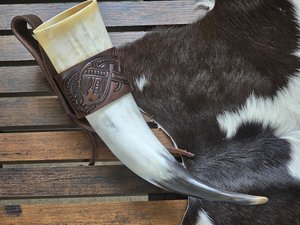 High Quality Handmade Organic Material Viking Horn <b>Beer</b> Drinking Reusable Nordic Marble Pattern Real Touch Gift Box Craft India - Product Image 2