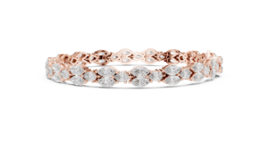 Exclusivo Conjunto de Pulsera de Tenis de Lujo con Diamantes Cultivados en Laboratorio de Corte Marquesa y Pera, Chapado en Rodio, Oro Rosa de 18K, para Uso en Oficina y Compromiso, para Mujer - Product Image 3