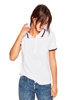 Camisa Ecuestre para Mujer, Tejida, 100% Algodón, Casual, Manga Corta, Cuello con Ribete en Contraste, Botones, Logotipo Personalizado, Secado Rápido