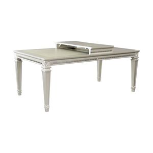 Tavolo da Pranzo Moderno Glamour con Prolunga, Finitura Argento e Cornice con Inserti in Acrilico per Arredamento Sala da Pranzo - Product Image 3