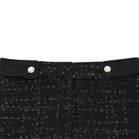 Ensemble short élégant pour femme avec fermeture à cordon, taille mi-haute, noir uni, coupe régulière, veste à manches longues respirante, style urbain 100%