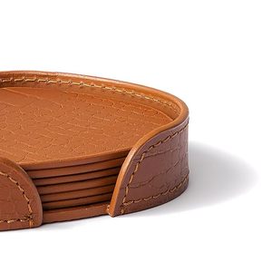 Premium Leather Coasters Set of 6 for Dining <b>Table</b> Coffee <b>Table</b> Home Decor Stylish Drink Coaster Set - Product Image 4