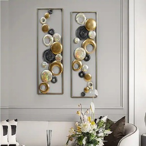 Elegant Geometric Metal Wall Art <b>Black</b> Gold Abstract Design <b>Large</b> 33-40 Inch Home Decoration Handmade Iron <b>Framed</b> Decoration - Product Image 6