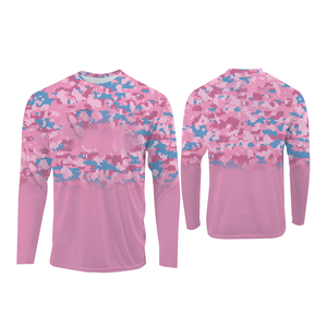 Chemise de pêche rose à manches longues, imprimé camouflage, sublimation, UPF 50, anti-UV, polyester, unisexe, vêtements d'extérieur pour adultes - Product Image 1