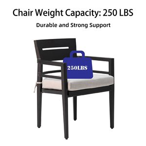 Sedie da Esterno Stazionarie Ember Nere in Alluminio K/D per Patio, Set da 4 con Cuscini in Tessuto Sunbrella e Piedi Affusolati, Ideali per Esterni - Product Image 5