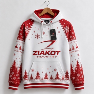 Sweat-shirt à capuche de football blanc, rouge et noir, personnalisé, cousu sur mesure, de l'industrie Ziakot du Pakistan, vente en gros directe - Product Image 5