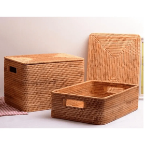 Cesta de Almacenamiento de Mimbre Rectangular Tejida a Mano, Organizador de Mimbre, Bandeja Tejida para Cocina y Hogar - Product Image 3