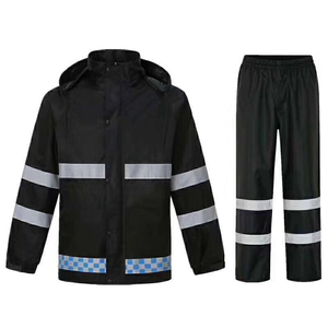 Combinaison de pluie Oxford imperméable haute visibilité avec veste de sécurité réfléchissante à capuche, ensemble de vêtements de travail industriels avec logo personnalisé - Product Image 2