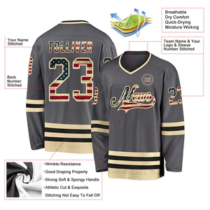Maillot de hockey sur glace pour adultes, uniforme d'équipe personnalisé, impression par sublimation, vêtements de sport américains - Product Image 5