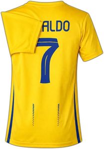 Yellow Soccer Jersey Set #7 with Blue <b>Shorts</b> Crew Neck <b>Short</b> Sleeve Moisture Wicking <b>Polyester</b> Men's Adult & kids Uniform - Product Image 2