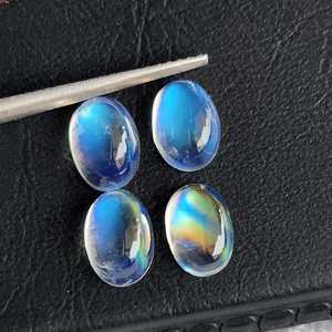 <b>Rainbow</b> Moonstone 6X8 MM Oval Shape Cabochon Blue IGI Certified Aligemstones Jewelry Making Supplies Best Gift - Product Image 4