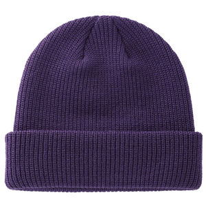 Purple Knitted <b>Beanie</b> <b>Hat</b> Cuffed Solid Color Unisex Winter Cap for Adults Casual Wear 56-58CM Acrylic Material - Product Image 3