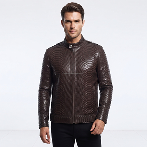Chaqueta de Moto para Hombre, Negra, de Cuero PU Repujado, Cuello Alto, Cierre de Cremallera, Corte Ajustado, Otoño, Servicio OEM, Logotipo Frontal, Impermeable - Product Image 3