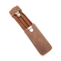 Étui à stylos en cuir vintage personnalisé avec fermeture métallique |   Pochette à crayons faite à la main pour le bureau et l'école