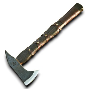 Hand Forged Viking Hatchet Carbon Steel High Quality 55 HRC Wooden <b>Handle</b> Leather Wrap Sheath Outdoor Camping Hunting <b>Axe</b> - Product Image 1