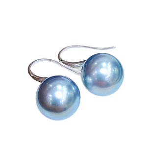 Pendientes Colgantes de Perlas Naturales Gris Platino Básicas de 11-12 mm, Agujas de Plata Pura 925, Ligeras Imperfecciones, Pendientes Colgantes Básicos - Product Image 5