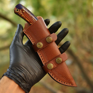 Couteau de chasse droit à pointe Damas en résine violette personnalisée, motif cône de pin, vente en gros, couteau fixe pour bushcraft, fabricant d'articles d'extérieur - Product Image 4