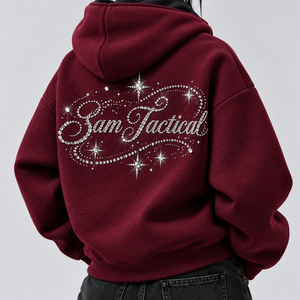 Men's Red <b>Velour</b> <b>Hoodie</b> Rhinestone Hip Hop Pullover Sweatshirt Letter Design Regular Fit Autumn Wholesale Rate OEM Custom - Product Image 4