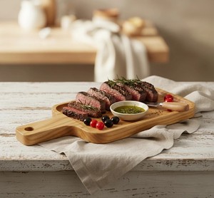 Tabla de Cortar de Madera Rectangular con Asa, Tabla para Servir, Utensilios de Cocina - Product Image 1
