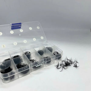 Extensiones de Pestañas Profesionales Hechas a Mano al por Mayor, Efecto Natural, Curvatura D, Pestañas de Volumen en Racimo, PBT Sintético Coreano - Product Image 1