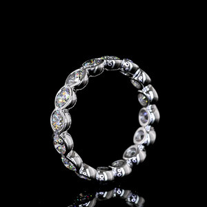 Anillo de Boda de Diamantes Cultivados en Laboratorio con Engaste de Bisel Completo, Oro 10K/14K/18K, Plata 925/935, Bañado en Rodio, Aniversario, Compromiso - Product Image 4