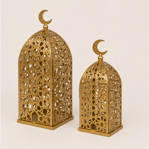 Wholesale <b>Gold</b> Ramadan Decorations Metal Hollow Out Candle Holder Islamic <b>Lantern</b> for Eid Mubarak Tabletop Decor Ornaments - Product Image 1