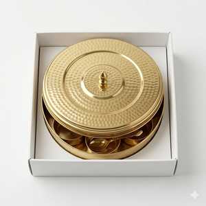 Golden Spice <b>Box</b> With Lid And Compartment For <b>Herbs</b> And Spices Metal <b>Herb</b> Storage Container Durable Design Hand Wash Only - Product Image 5