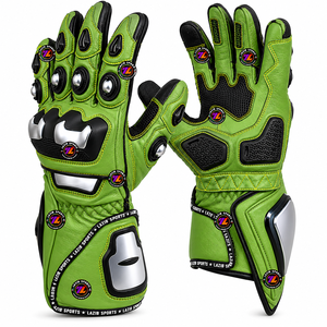 Guantes de Motociclismo de Cuero Genuino Resistentes para Motocross, Ciclismo y Carreras, con Estampado de Motociclistas - Product Image 1