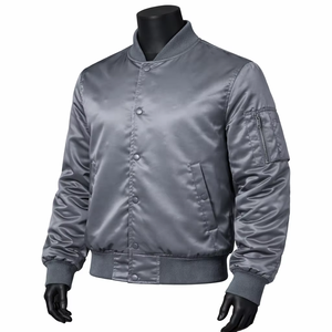 Latest Style Adult Size Satin <b>Jacket</b> Hot Sale Men Satin Winter <b>Jacket</b> <b>Grey</b> Breathable Comfortable Men's Satin <b>Jacket</b> - Product Image 2