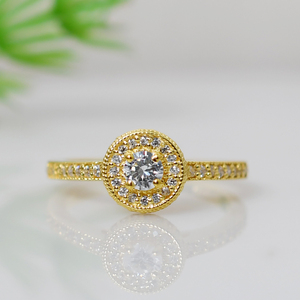 Natural Round Shape <b>Ring</b> <b>Set</b> with Moissanite Accents 925 <b>Sterling</b> <b>Silver</b> Wedding Engagement <b>Ring</b> <b>Set</b> for Women - Product Image 2