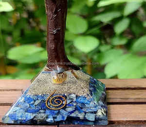 Base de pirámide orgonita de 300 chips al por mayor, árbol de piedras preciosas de lapislázuli, artesanías de piedra semipreciosa Natural para curación de Reiki Feng Shui - Product Image 2