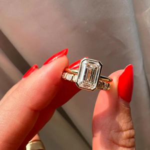 Unisex Emerald Oval Cut Diamond Engagement <b>Ring</b> Prong Setting 3.30 Carat Lab-Grown 14K Gold Plated Eternity IGI Certified - Product Image 6