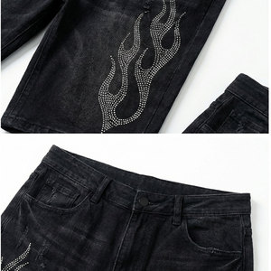 <b>Women</b> Casual Rhinestone Shorts-Wholesale OEM Service Breathable Anti-Wrinkle Custom Colors & Designs Cotton Denim Polyester - Product Image 3