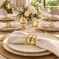 Porte-serviettes en métal plaqué or très demandé – Luxe moderne, durable, écologique, élégant – Accessoires décoratifs pour table de mariage